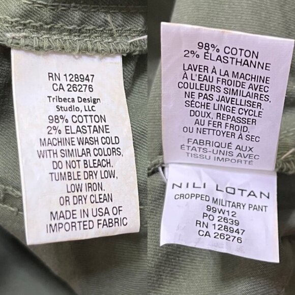 Nili Lotan Cropped Military Pants in Army Green Women Size 2 - Picture 11 of 11